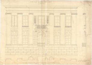 ohne Verfasserangabe; München; Prinz-Carl-Palais, Bauaufnahmen - Südseite (Aufriss, Schnitte)