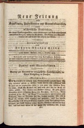 41tes Stück. Weimar, den 11. October 1800.