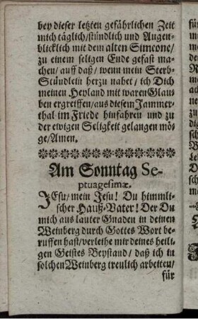 [Die Sonntage Septuagesimae, Sexagesimae und Quinquagesimae]