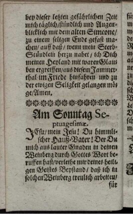[Die Sonntage Septuagesimae, Sexagesimae und Quinquagesimae]