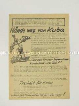 Hektografiertes Propagandaflugblatt aus dem Eisenhüttenkombinat Ost zur Solidarität mit Kuba
