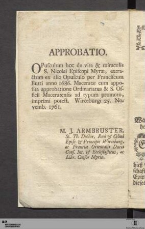 Approbatio.