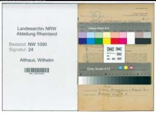 Entnazifizierung Wilhelm Althaus , geb. 07.11.1884 (Landwirt)