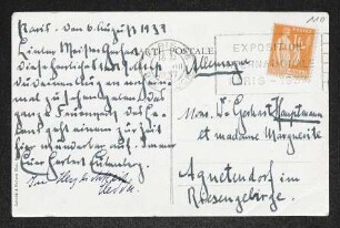Brief von Herbert Eulenberg und Hedda Eulenberg an Gerhart Hauptmann und Margarete Hauptmann