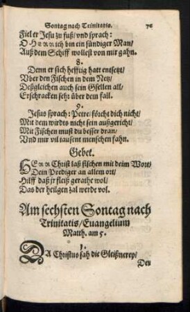 Am sechsten Sontag nach Trinitatis ...