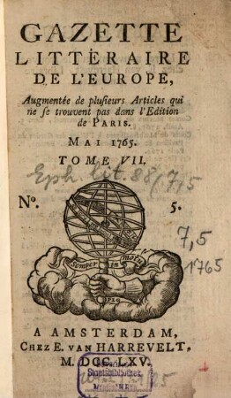 Gazette littéraire de l'Europe. 7. 1765, 5 (Mai)