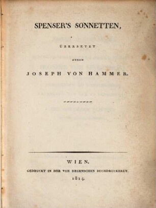 Spenser's Sonnets