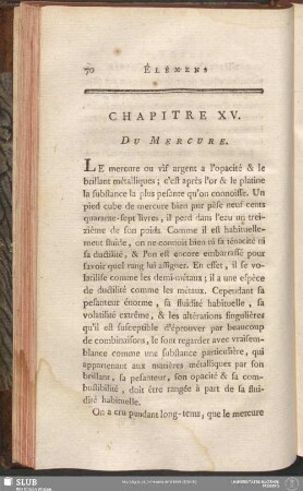 Chapitre XV. Du Mercure