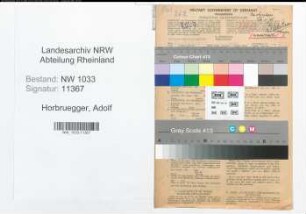 Entnazifizierung Adolf Horbruegger , geb. 12.10.1896 (Polizeibeamter)