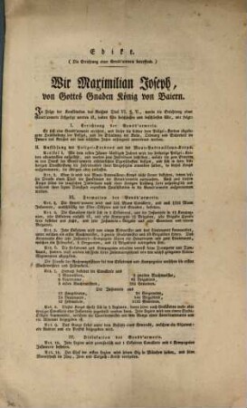 Edikt, die Errichtung einer Gensdarmerie betreffend : Gegeben, d. 11. Okt. 1812