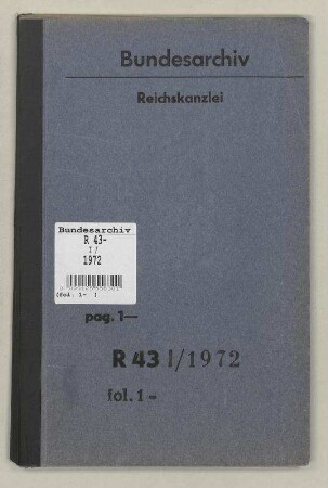 Reichsgesetzgebung im allgemeinen: Bd. 1