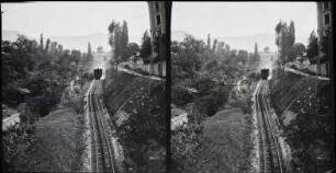 Aix-les-Bains. Blick auf die Zahnradbahn zum Mont Revard