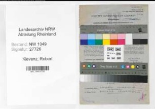 Entnazifizierung Robert Klevenz , geb. 09.07.1892 (Versicherungangestellter)