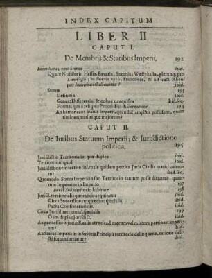 [Index Capitum Et Singularum eorundem Materiarum.] Liber II.