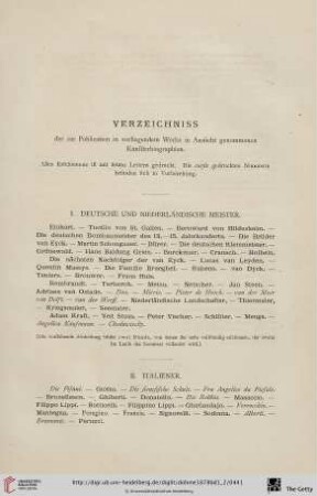 Verzeichniss der zu Publication in vorliegendem Werke in Aussicht genommenen Künstlerbiographien