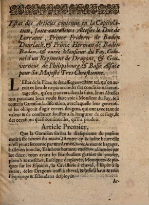 Capitulation et Accord sur la prise de Philipsbourg