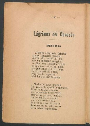 Lágrimas del corazón : Décimas