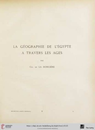 La géographie de L'Égypte à travers les ages par Ch. de la Roncière