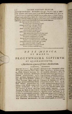 De Re Medica, Et Morbis. Progymnasma Septimum Et Quadragesimum. - Progymnasma Quintum Et Quinquagesimum.