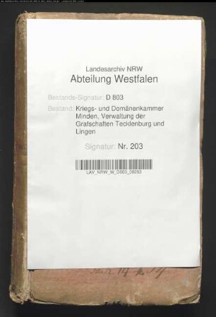 Revision des Domänenanschlags der Grafschaft Tecklenburg