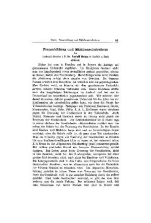 Frauenbildung und Mädchenschulreform : (Schluß)