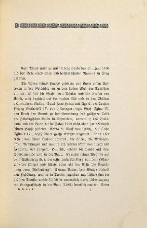 Karl Aloys Fürst zu Fürstenberg, k.k. Feldmarschall-Lieutenant : 1760 - 1799 ; ein Gedenkblatt zur hundertjährigen Wiederkehr des Tages seines Heldentodes
