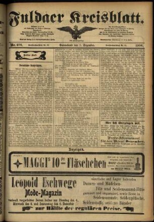 Dritte Ausgabe vom Samstag, den 01. Dezember 1906.