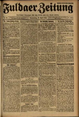 Erste Ausgabe vom Donnerstag, den 10. April 1924.