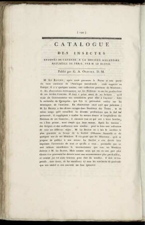 Catalogue Des Insectes