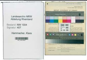 Entnazifizierung Klara Hammacher , geb. 17.05.1922 (Verw.Angestellte)