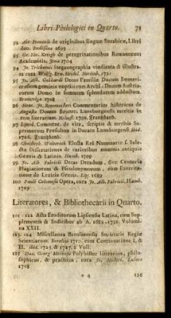 Literatores, & Bibliothecarii in Quarto