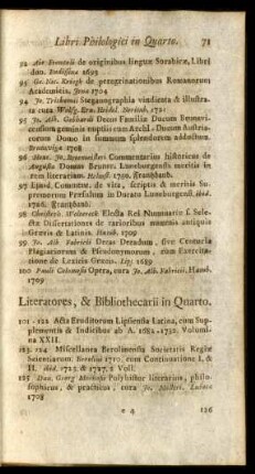 Literatores, & Bibliothecarii in Quarto