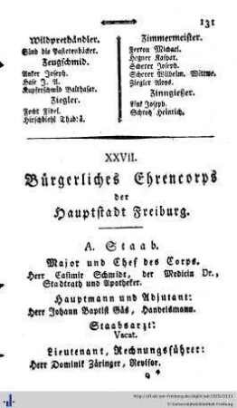Bürgerl. Ehrenkorps der Hauptstadt Freiburg