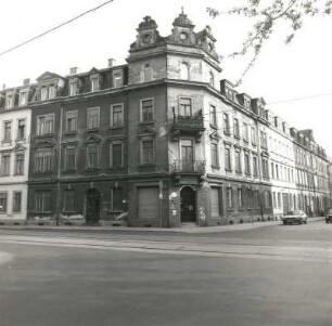 Dresden-pieschen, Bürgerstraße 75/Ecke Rehefelder Straße. Mietshaus mit Laden (um 1890). Eckansicht
