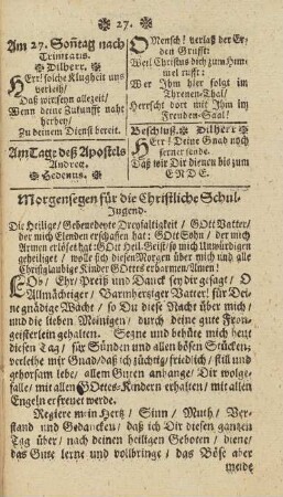 Morgensegen für die Christliche Schul-Jugend