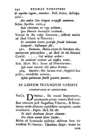 In Librum Secundum Corippi Commentarius Et Coniecturæ.