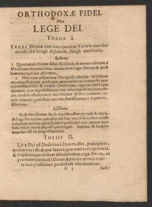 Orthodoxae Fidei. De Lege Dei.