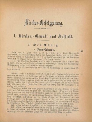 I. Kirchen-Gewalt und Aufsicht.