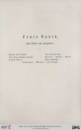 Louis David, seine Schüler und Zeitgenossen