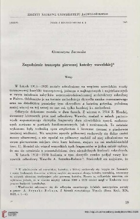 2: Zagadnienie transeptu pierwszej katedry wawelskiej