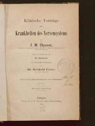 [1]: Klinische Vorträge über Krankheiten des Nervensystems