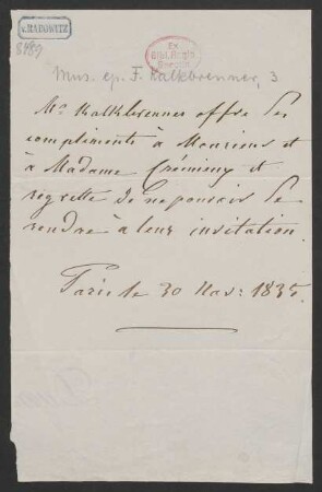 Brief an Erémieny : 30.11.1835