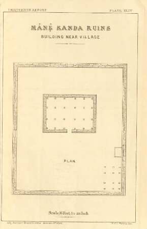 Plate XLIV. Mânê Kanda ruins. Building near village. Plan.