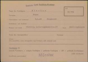 Eintrag in der Bundeszentralkartei (Teil des Testsamples): Bläcker, Franz