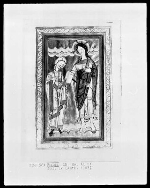 Evangeliar der Judith von Flandern — Judith von Flandern übergibt Christus das Buch, Folio 2verso