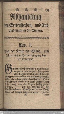 Abhandlung von Seitenstechen, und Entzündungen in den Lungen