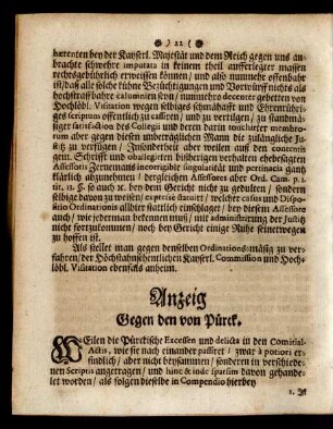 Anzeig Gegen den von Pürck