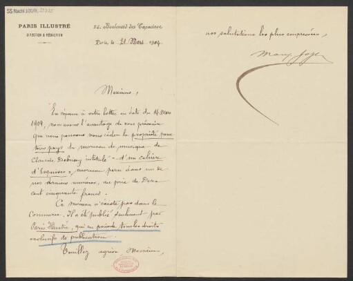 Brief an Schott Frères <Brüssel>, B. Schott's Söhne : 21.03.1904