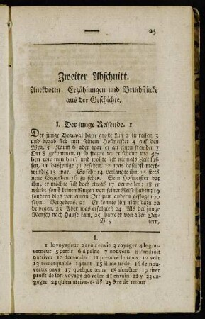 Zweiter Abschnitt. Anekdoten, Erzählungen und Bruchstücke aus der Geschichte.