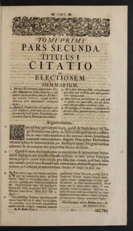 Titulus I. Citatio ad Electionem